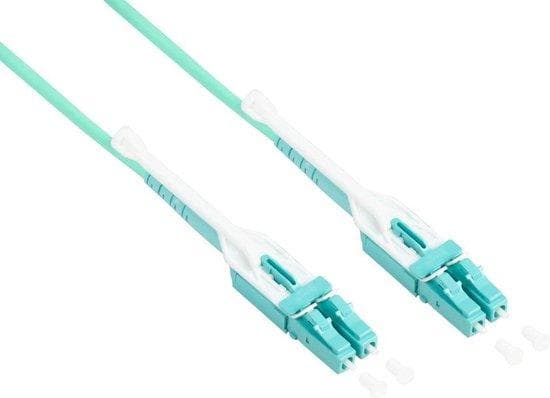 Patchledning fiberoptisk duplex OM3 (multimode, 50/125) LC/LC, UNIBOOT, LSZH, udskiftelig polaritet, udløserlås, 3m, Good Connections® (LW-U803LC3)