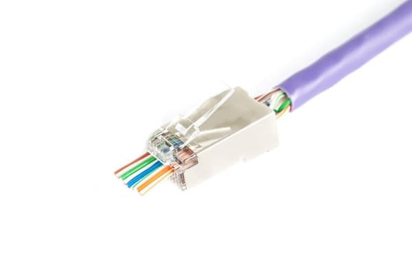 RJ45 (8P8C) Gennemgående Hulstik, Cat.6, Skærmet, AWG 26-24, Pakke med 100 stk.