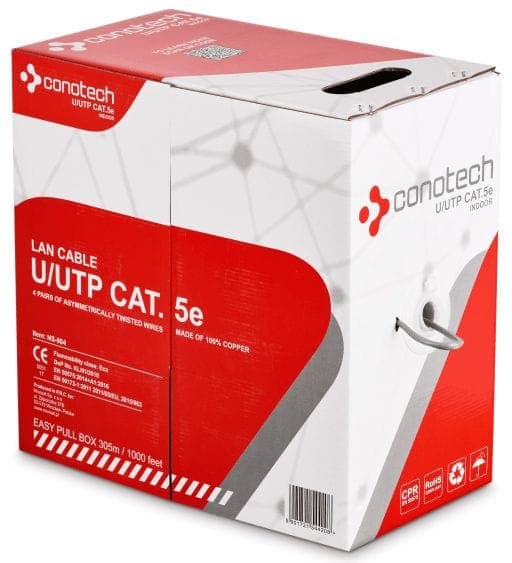 U/UTP LAN -luokka. 5e verkkokaapeli Conotech metriä kohden