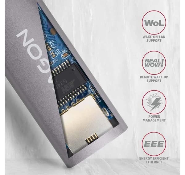 AXAGON, ADE-TR Kompakti alumiininen USB 3.2 Gen 1 Gigabit Ethernet 10/100/1000Mbit sovitin automaattisella asennuksella