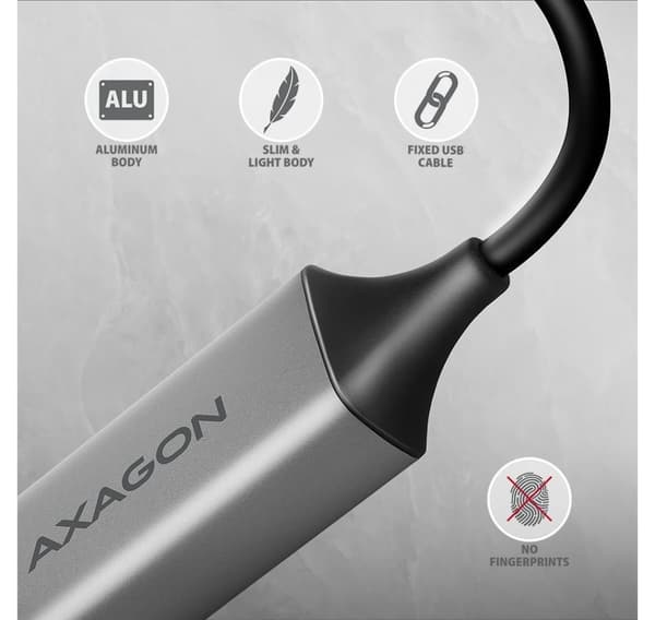 AXAGON, ADE-TXCA Kompakt aluminium USB 3.2 Gen 1 Gigabit Ethernet 10/100/1000Mbit-adapter med automatisk installation, Nintendo Switch-stöd och USB C-