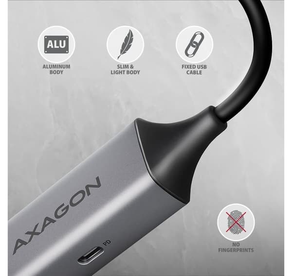 AXAGON, ADE-TXPD USB-C Gigabit Ethernet-adapter med PD 100W