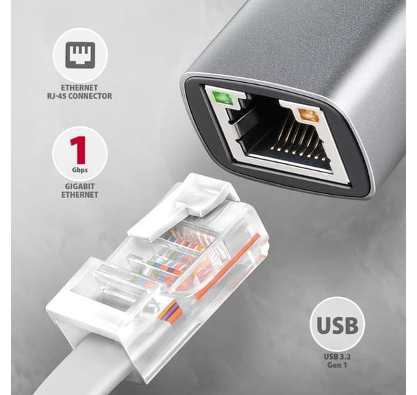 AXAGON, ADE-TXPD USB-C Gigabit Ethernet-adapter med PD 100W