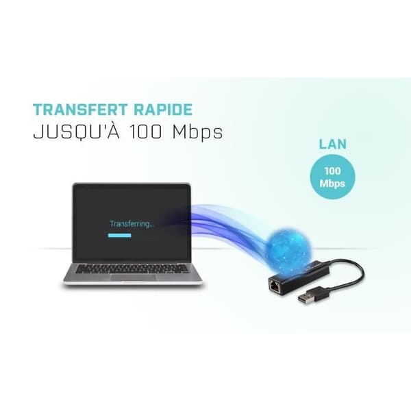 Ethernet-adapter - I-TEC - USB till RJ45 - 100/10 Mbps - USB 2.0 - Svart