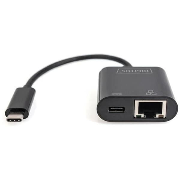 Digitus DN-3027 USB-C, RJ45-adapter DN-3027 [1x USB-C™ hane - 1x RJ45 hona, USB-C™ hona] med RJ45-uttag, med