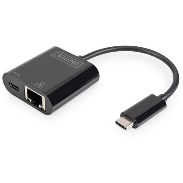 Digitus DN-3027 USB-C, RJ45-adapter DN-3027 [1x USB-C™ hane - 1x RJ45 hona, USB-C™ hona] med RJ45-uttag, med