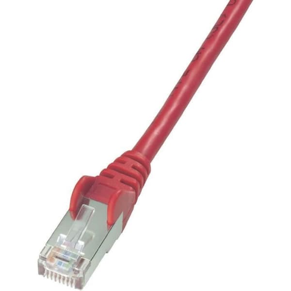 RJ45 SF/UTP nätverkskabel Kat. 5 Röd 0,5m - Anslutningssladd - CAT 5e - Avskärmning med folie och fläta