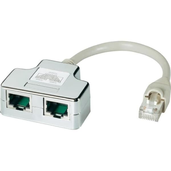 RJ45 CAT 5e nätverk Y-adapter - 2x RJ45 hona - 1x RJ45 hane - 0,15 m - metall