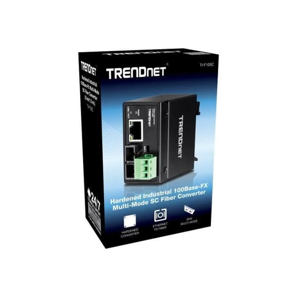 TRENDnet TI-F10SC Fast Ethernet fiberoptisk mediakonverterare 10Base-T, 100Base-FX, 100Base-TX RJ-45 - SC Multi-Mode...