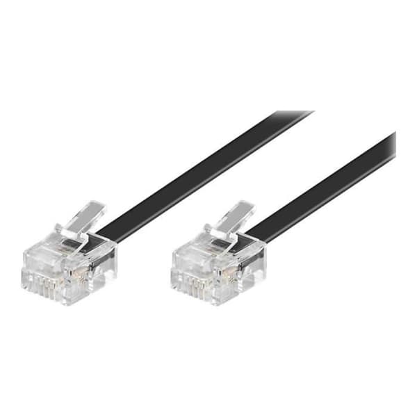 PremiumCord RJ-11 (M) telefonkabel till RJ-11 (M) 3 m platt svart