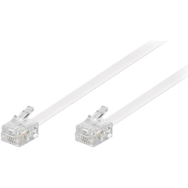 Telefonkabel RJ-11 (P) till RJ-11 (P) 15 m platt vit - goobay
