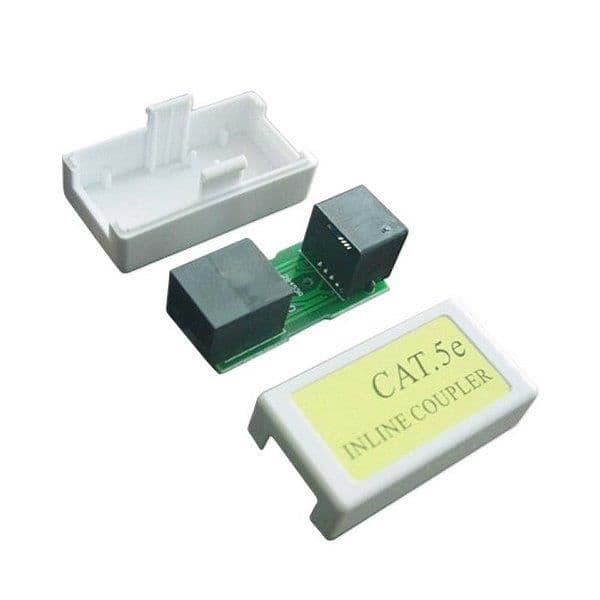 Nätverkskopplare CAT 5e - GEMBIRD - NCA-LC5E-001 - 2 RJ45-kontakter - Vit - Mått 4,8x2,6x2,52 cm