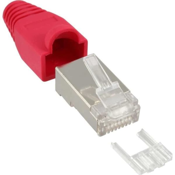 RJ45-connector - InLine® - Skärmad - Röd - Crimp - Enkel installation