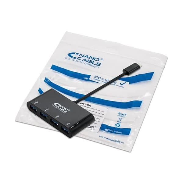 Nanokabel 10.16.4401-BK, USB 2.0, USB 3.0 (3.1 Gen 1) Typ-C, 0,1 m, USB, svart, 180 mm