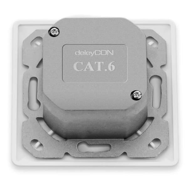deleyCON Nätverksbox CAT 6 Universal - 2x RJ45 Skärmade portar - Vit