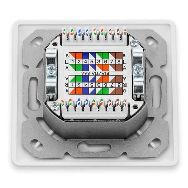 deleyCON Nätverksbox CAT 6 Universal - 2x RJ45 Skärmade portar - Vit