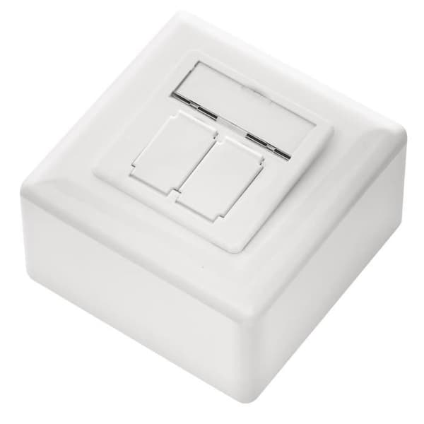 deleyCON Nätverksbox CAT 6 Universal - 2x RJ45 Skärmade portar - Vit