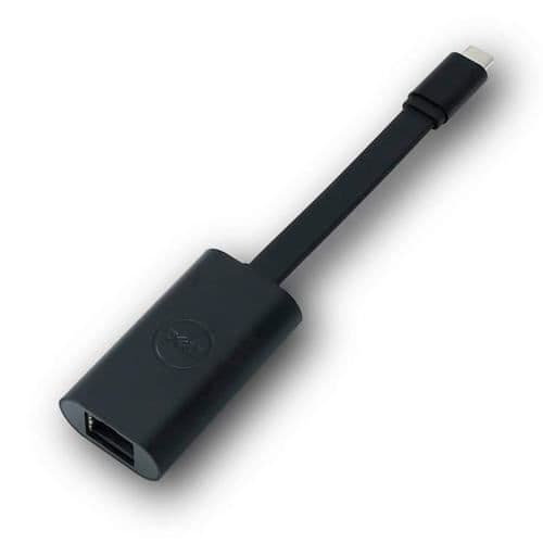 Gigabit Ethernet USB Type-C-gränssnitt/könskabeladapter Svart - DELL - 470-ABND Svart