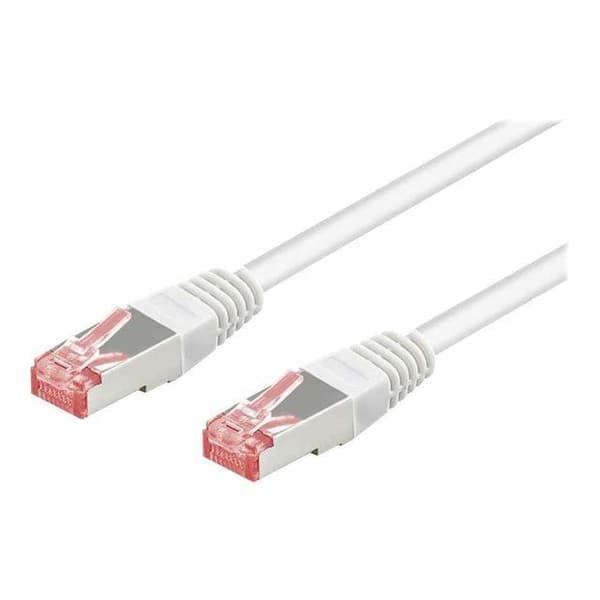 CAT 6-100 SSTP PIMF nätverkskabel 1m - WENTRONIC - Vit - Halogenfri - 4 par - RJ-45 - hane - Guld