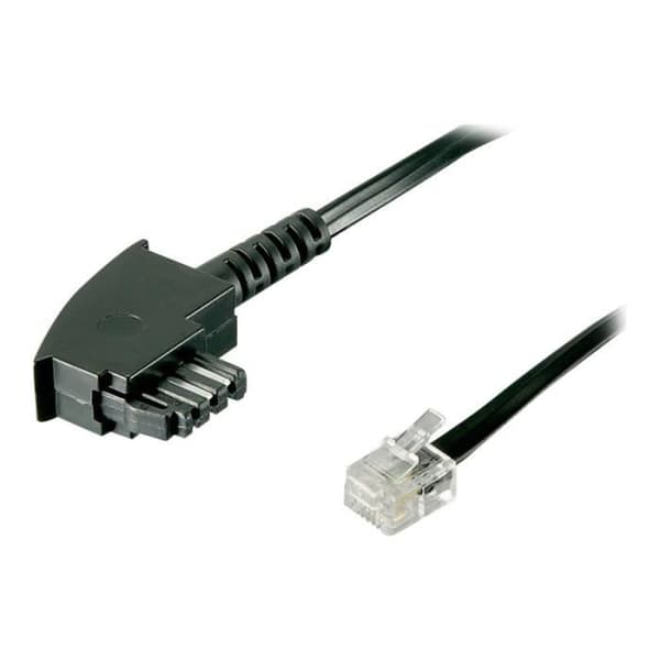 Telefonkabel RJ-11 (P) för TAE-F (P) 3 m svart - goobay - ledare av kopparbeklädd aluminiumtråd (CCAW)