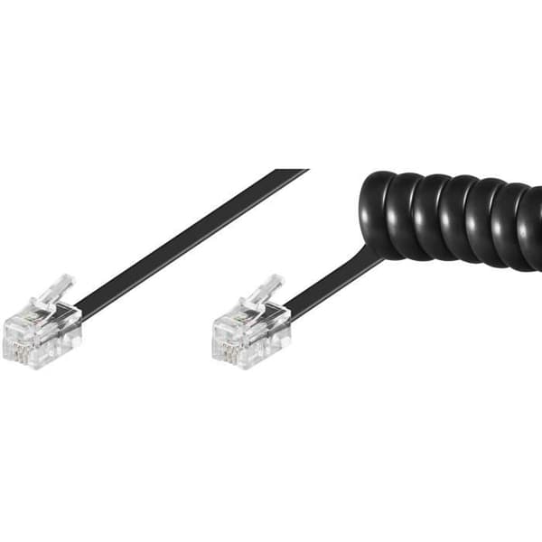 Spiral telefonkabel 4P4C 7m svart Goobay 68003 - Wentronic RJ10