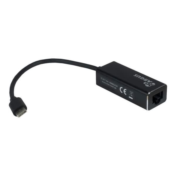USB-C nätverksadapter - Argus - IT-811 - Gigabit Ethernet - Svart färg Svart
