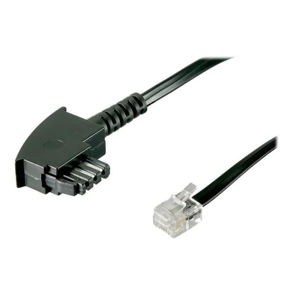 goobay telefonkabel - TAE-F (M) för RJ-11-RJ-14 (M) - 15 m - platt - svart