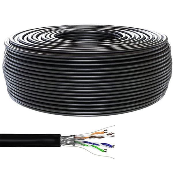 Bulkkabel - goobay - CAT 5e - 100 m - skärmad partvinnad - svart