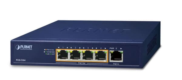 Planet 1-P 60W Ultra PoE - 4-P, POE-E304 Sininen