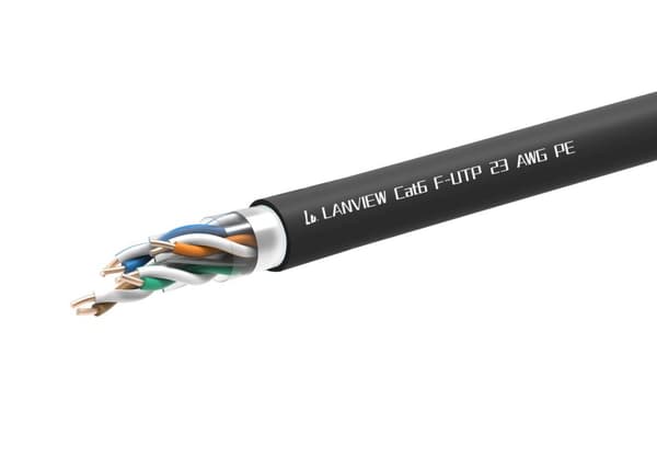 Lanview Cat6 F-UTP 4x2xAWG23 PE Netværkskabel Sort 305m Udendørs, LVN-CAT6PE-FUTP-305M