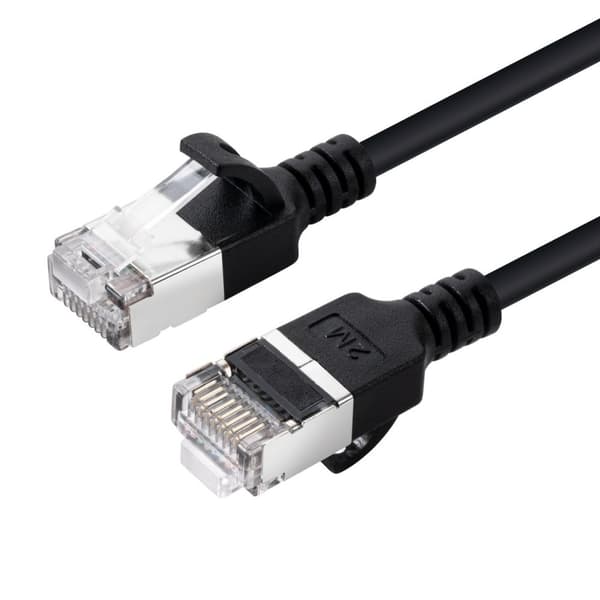 MicroConnect CAT6A U-FTP tunn nätverkskabel, LSZH, 3m, svart, V-FTP6A03S-SLIM