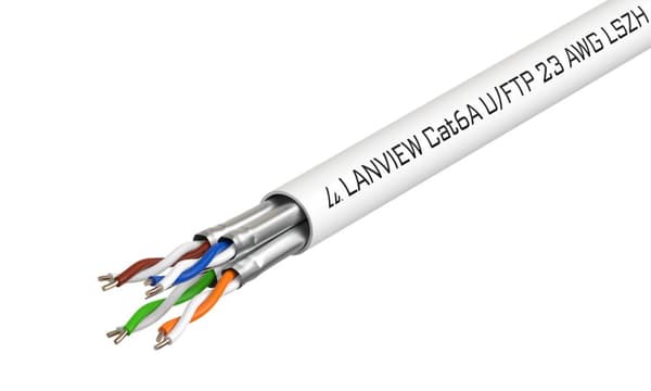 Lanview Cat6a U-FTP -verkkokaapeli 4x2xAWG23 LSZH valkoinen 500m, LVN122430