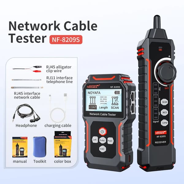 Netværkskabeltester, længdemåling op til 600m, POE-testning,NF-8209S