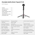 Miniatyrbillede 2 af 2: Selfie Stick Tripod, Justerbar Højde 390-1320mm, Letvægtsdesign,Selfie Stick-stativ