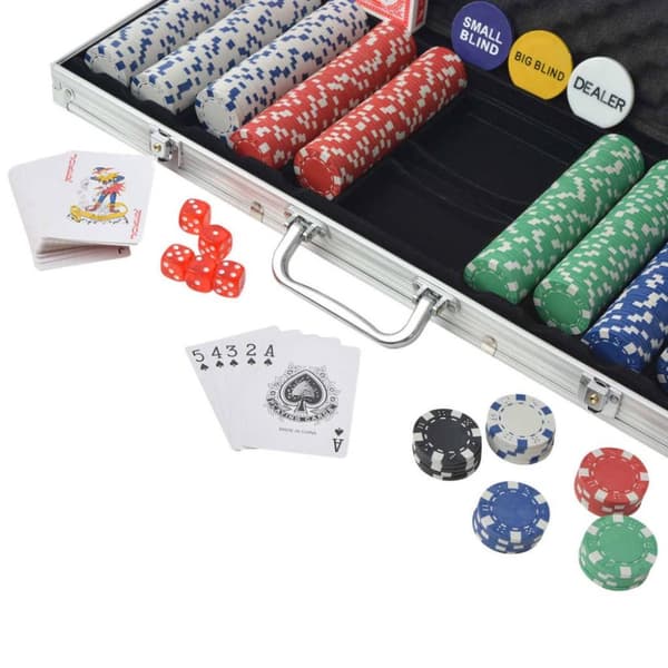 vidaXL Pokerset med 500 marker aluminium