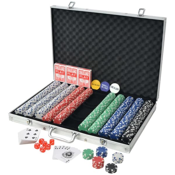 vidaXL Pokerset med 1000 marker aluminium