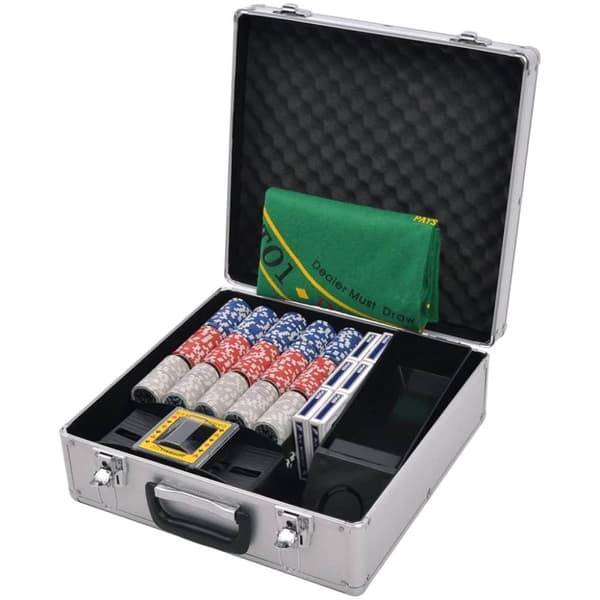 vidaXL Kombinerat poker-/Blackjack-set med 600 lasermarker aluminium