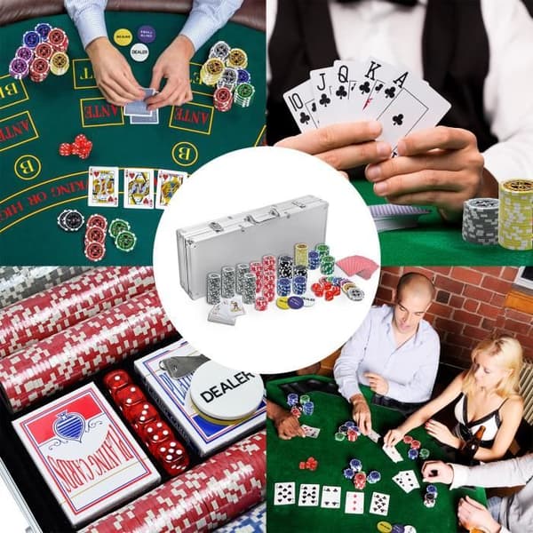 Poker Set - LZQ - Aluminiumväska - 500 Jetonger - 2 Spel Kort - 5 Tärningar