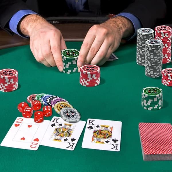 XMTECH Professional Poker, pokerset 500 marker, 2 kortlekar med 54 kort i aluminiumsilver