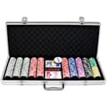 Miniatyrbild 1 av 4: YUENFONG aluminiumpokerfodral 500 Texas Hold'em pokermarker med 2 pokerbrädor och 5 tärningar 1 dealerknapp 2 nycklar Silver