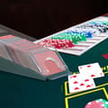 Miniatyrbild 2 av 6: Relaxdays Kortdistributör, med 6 spel, blackjacktillbehör, plast, HxBxD: 10x10x29 cm, transparent - svart