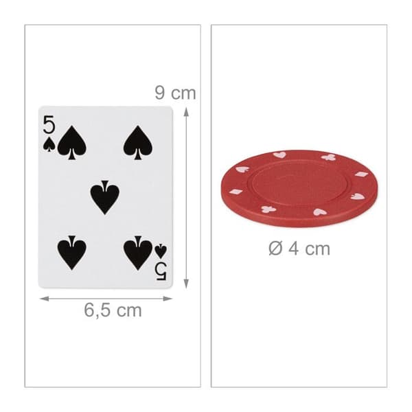 Relaxdays Pokerset, 200 pokerchips, spelmatta, 54 kort, dealerknappar, blind, casinokänsla, färgglad