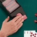 Miniatyrbild 5 av 6: Relaxdays Kortdistributör, med 4 spel, blackjacktillbehör, plast, HxBxD: 10 x 10 x 25 cm, svart