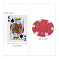 Miniatyrbild 5 av 6: Relaxdays Pokerbox, 100 värdelösa jetonger, 2 kortspel, 5 tärningar, dealer-knapp, låsbar, silverfärgad