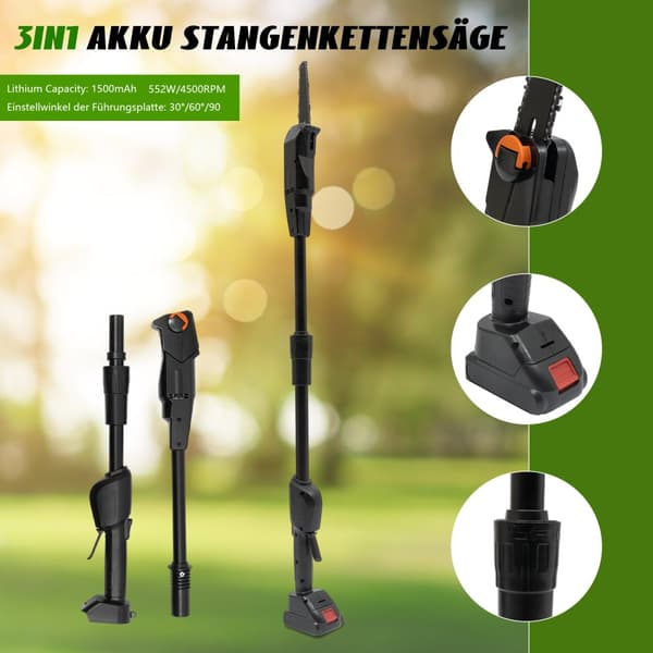 Pole Saw, 1500mAh genopladeligt batteri, 552W effekt,EU