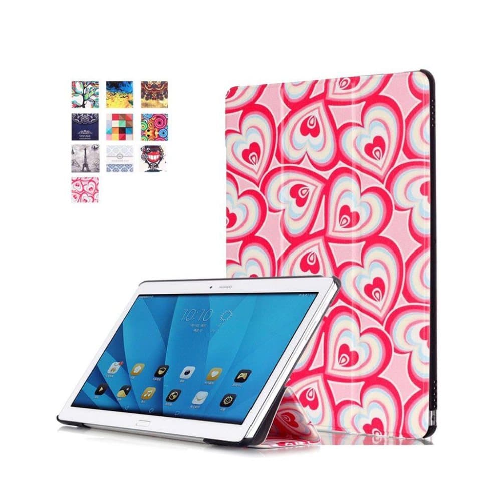 Huawei MediaPad M2 10.0 tri-fold läderfodral - Hjärtan