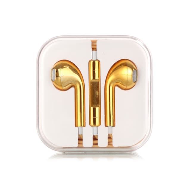 Metallic Hörlurar - Mikrofon & Volymkontroll EarPod - Guld