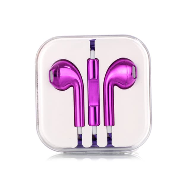 Metallic Hörlurar - Mikrofon & Volymkontroll EarPod - Lila