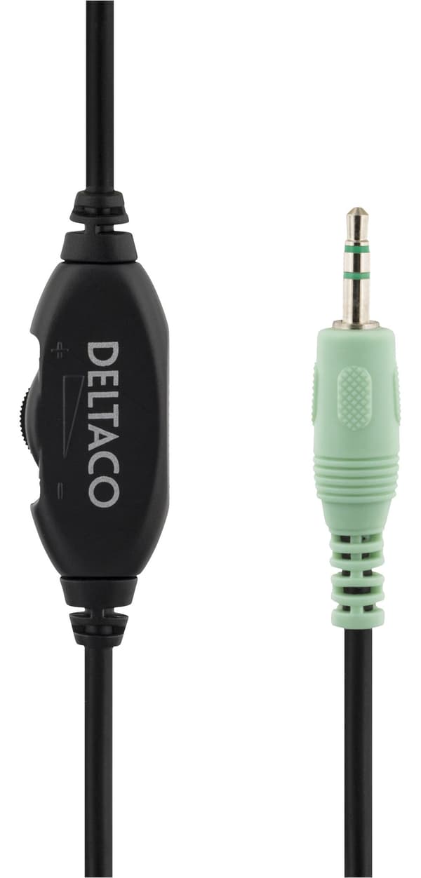 Headphones with volume control, 2.2m cable, black