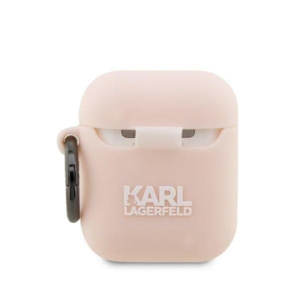 Karl Lagerfeld AirPods 1/2 Skal Silicone Karl Head 3D - Rosa